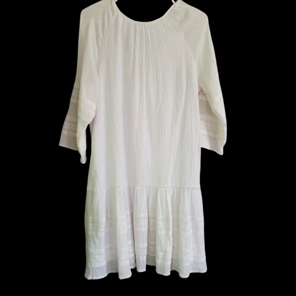 Sundance cataloge white cotton Gauze embroidered dress, size medium - Picture 8 of 12